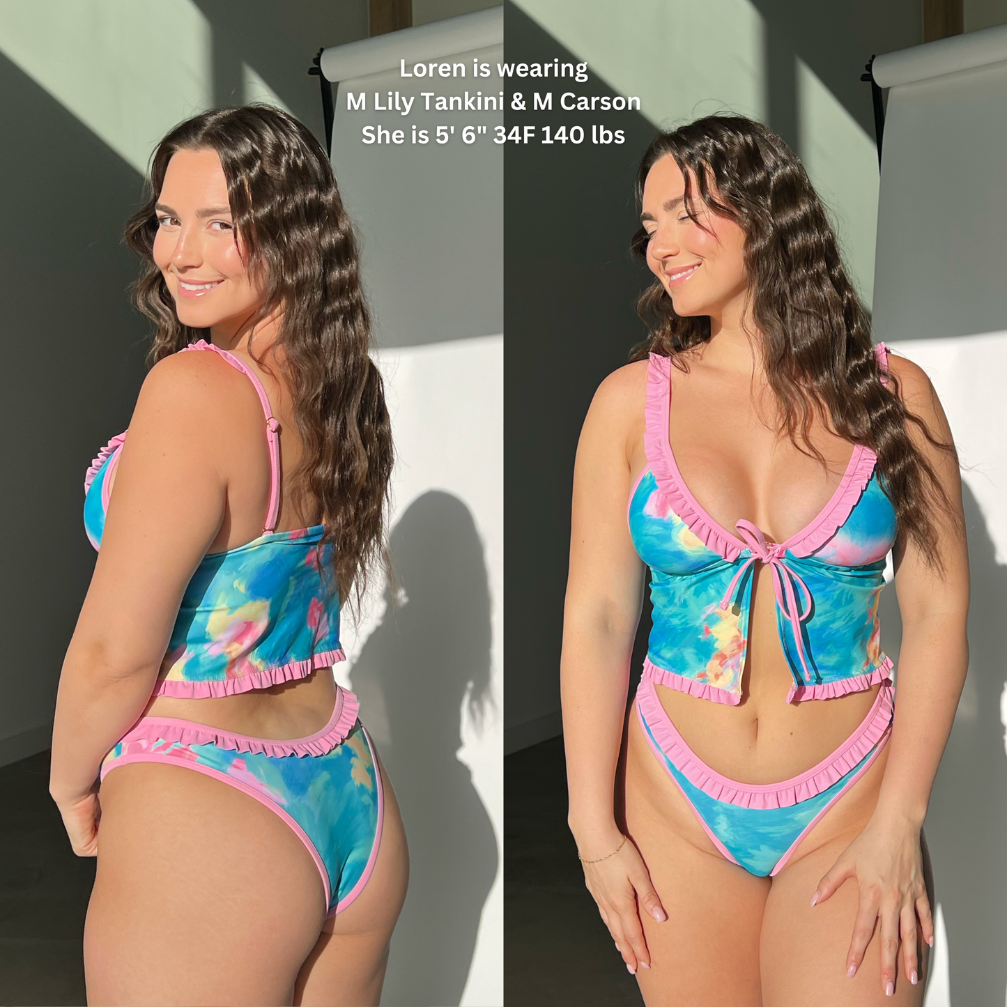 LILY-TANKINI Aqua Melon Ruffle Triangle Tankini Top
