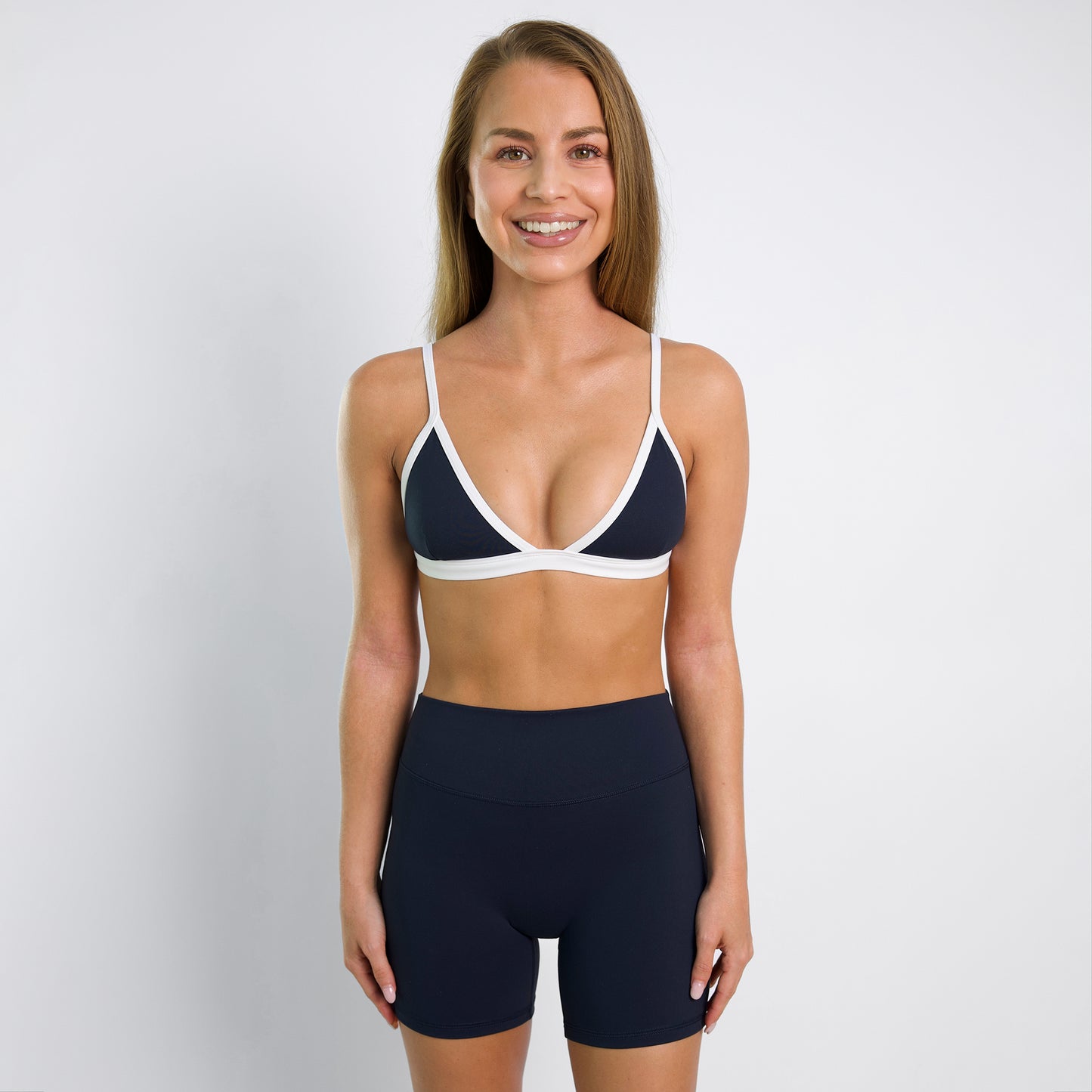 LILY Navy Triangle Sports Bra