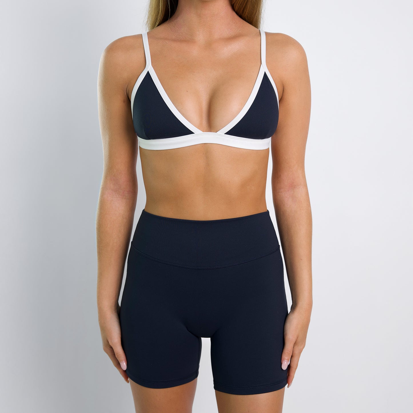LILY Navy Triangle Sports Bra