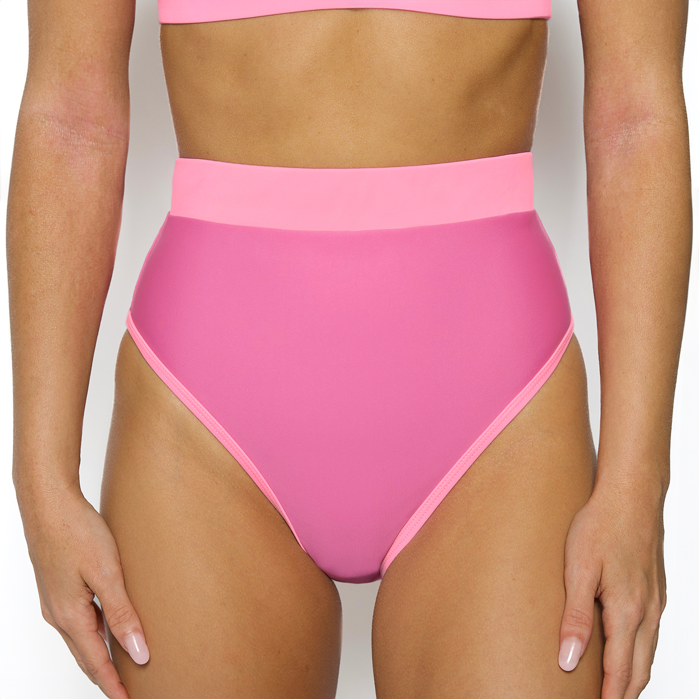 MOLLY Poppy Pink Full Coverage High Rise Bikini Bottom