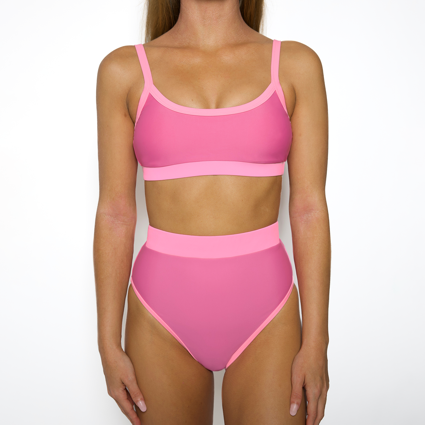 TYLER Poppy Pink Sporty Bikini Top
