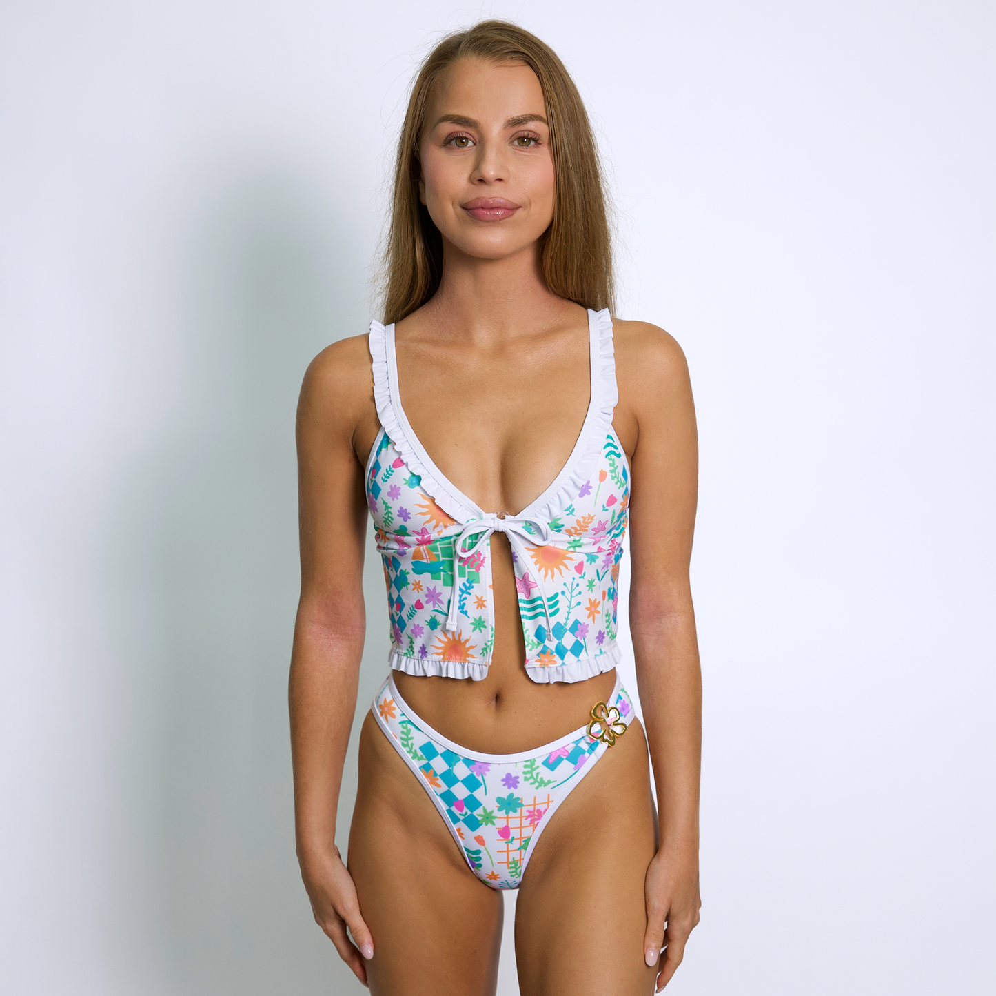 CARSON Under The Sea White Flower Cheeky Bikini Bottom