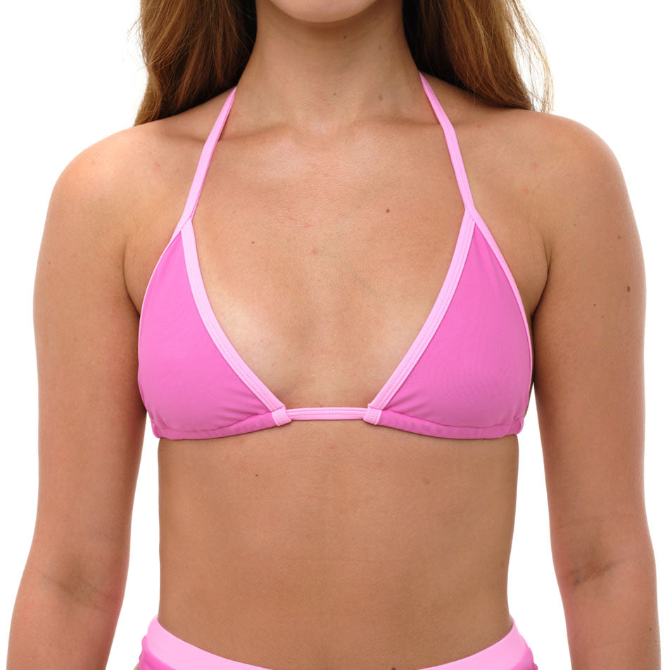 Pink triangle bikini sales