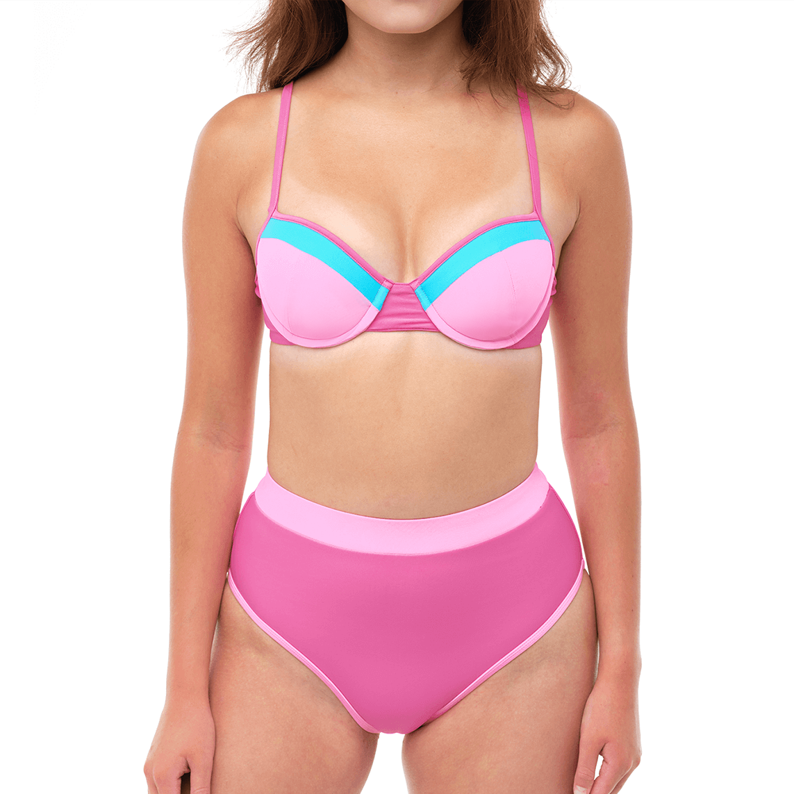 MOLLY Poppy Pink Full Coverage High Rise Bikini Bottom