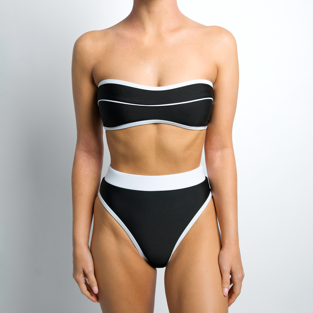 GRIFFIN Black & White Bandeau Piping Top