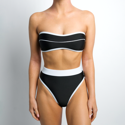 GRIFFIN Black & White Bandeau Piping Top