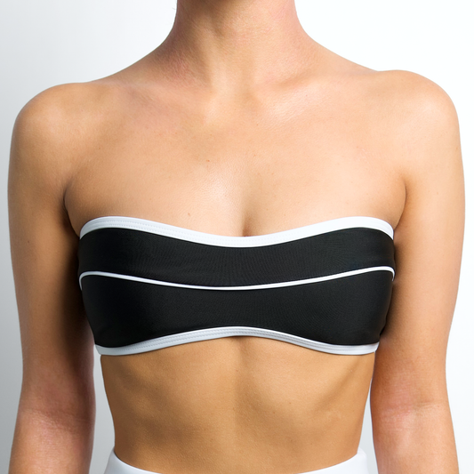 GRIFFIN Black & White Bandeau Piping Top