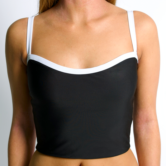 SYDNEY-TANKINI Black & White Sweetheart Tankini Top