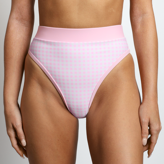 CHLOE Gingham Ballerina High Rise Bikini Bottom