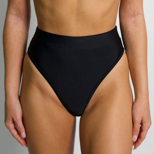 CHLOE Black High Rise Bikini Bottom