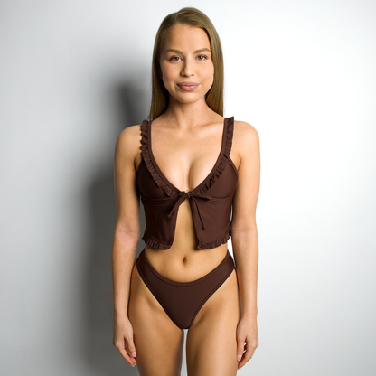 LILY-TANKINI Cacao Ruffle Triangle Tankini Top