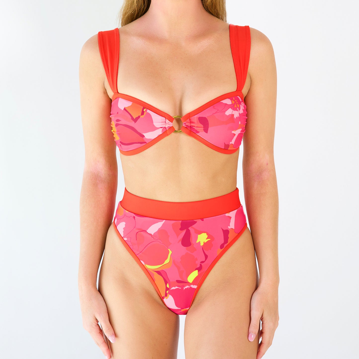 CHLOE Floral Fruit Punch High Rise Bikini Bottom