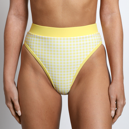 CHLOE Gingham Lemonade Rise Bikini Bottom
