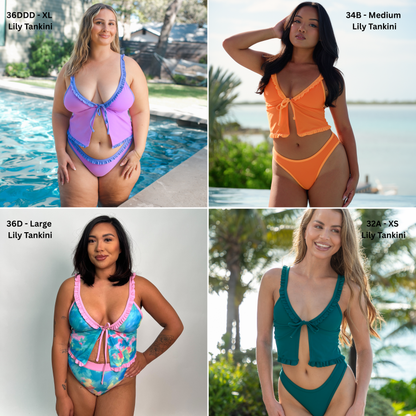 LILY-TANKINI Aqua Melon Ruffle Triangle Tankini Top