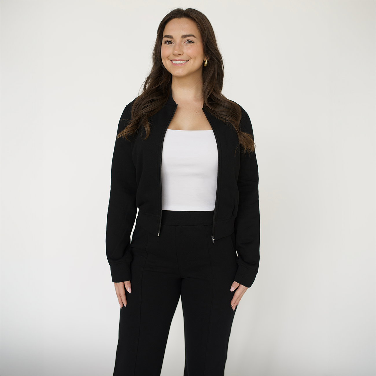 PRESLEY Black Fleece Bomber Jacket