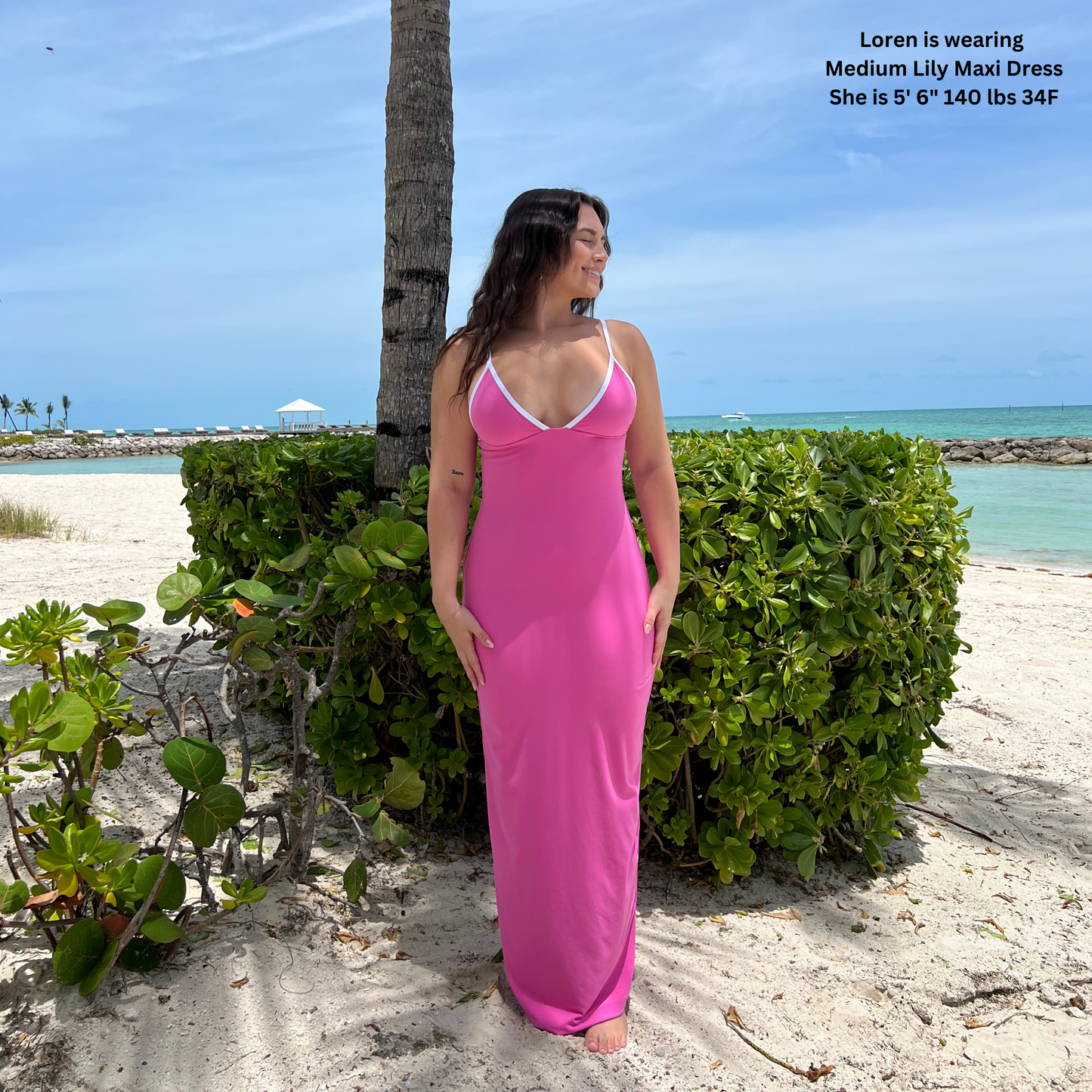 LILY-MAXI Poppy Pink Triangle Maxi Dress