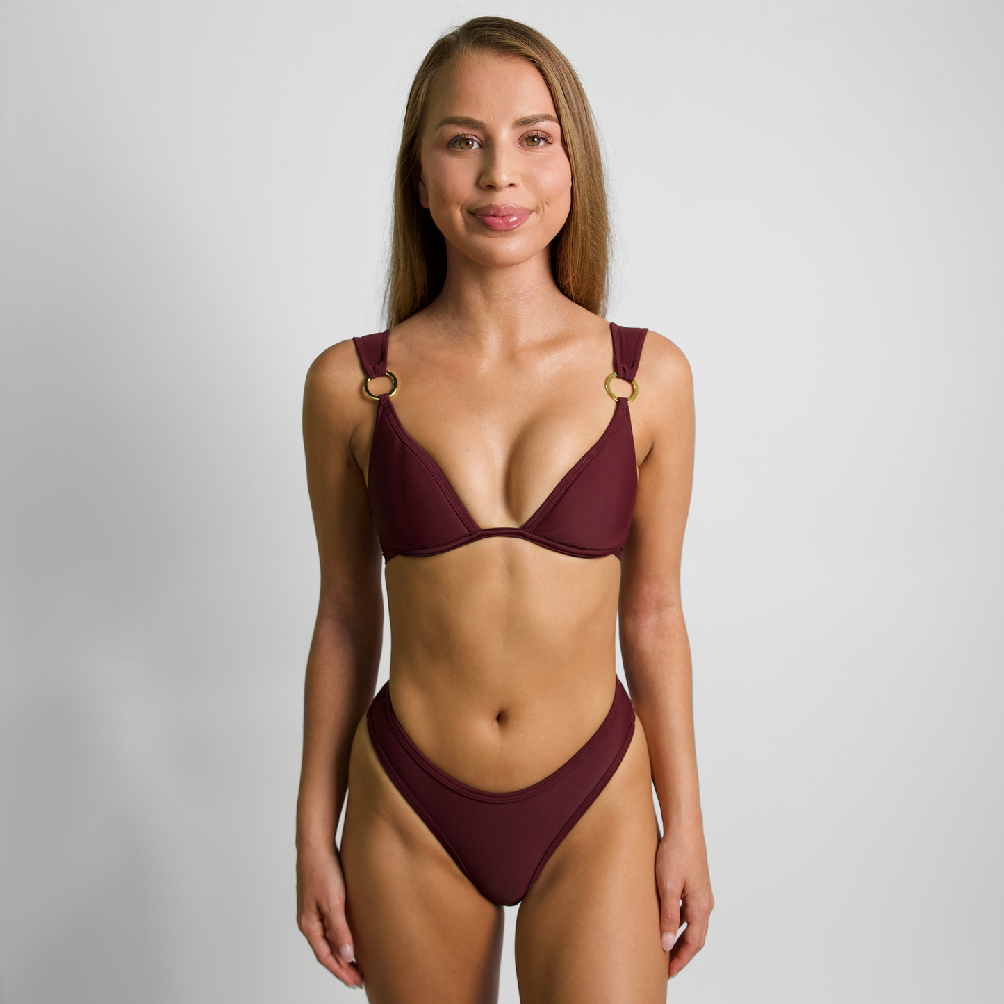 CARSON Maroon Cheeky Bikini Bottom