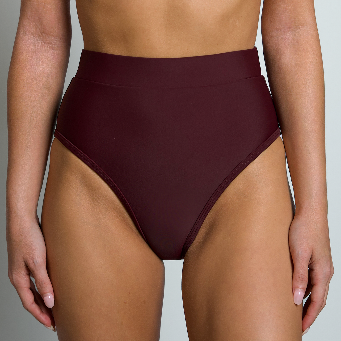 MOLLY Maroon Full Coverage High Rise Bikini Bottom