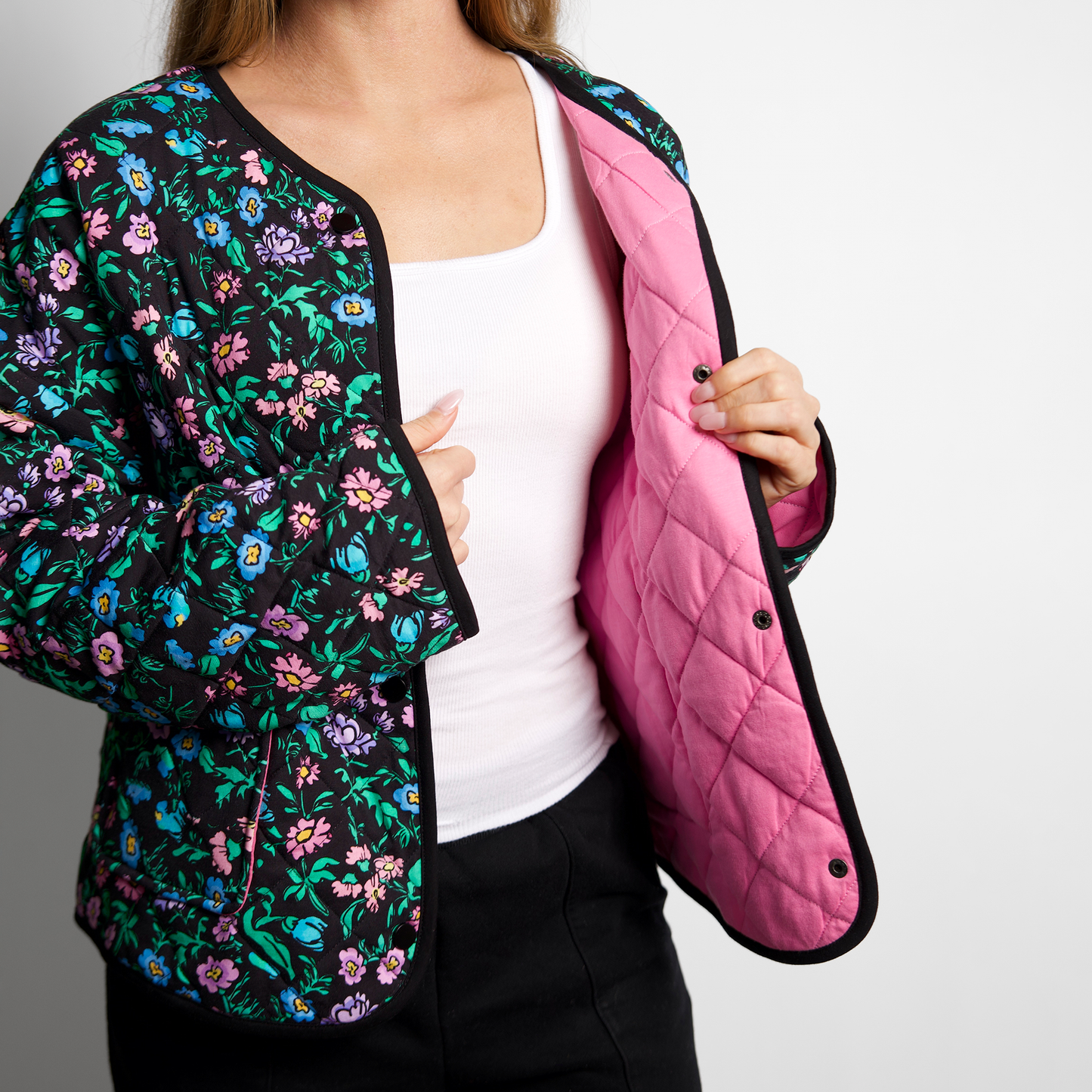 QUINN Midnight Bloom Quilted Jacket
