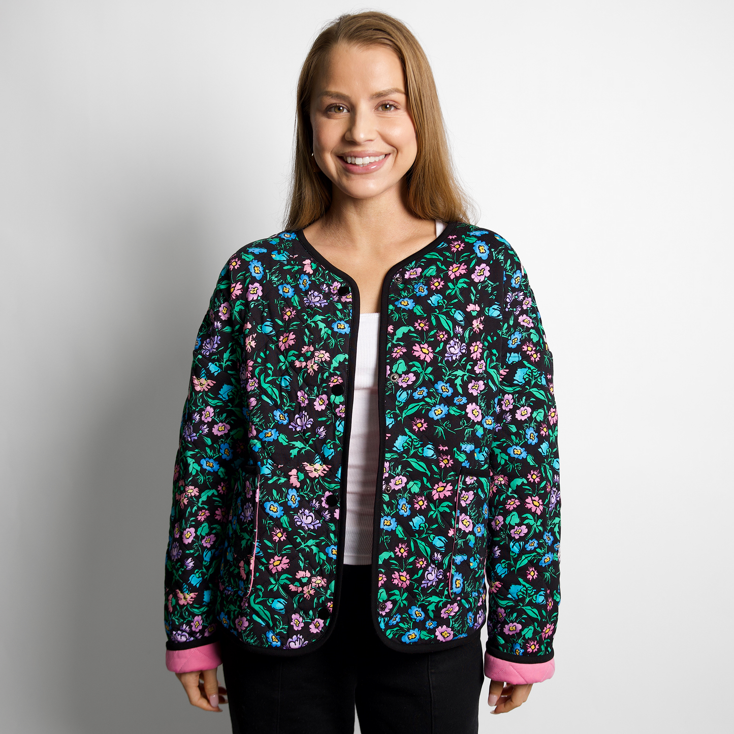 QUINN Midnight Bloom Quilted Jacket