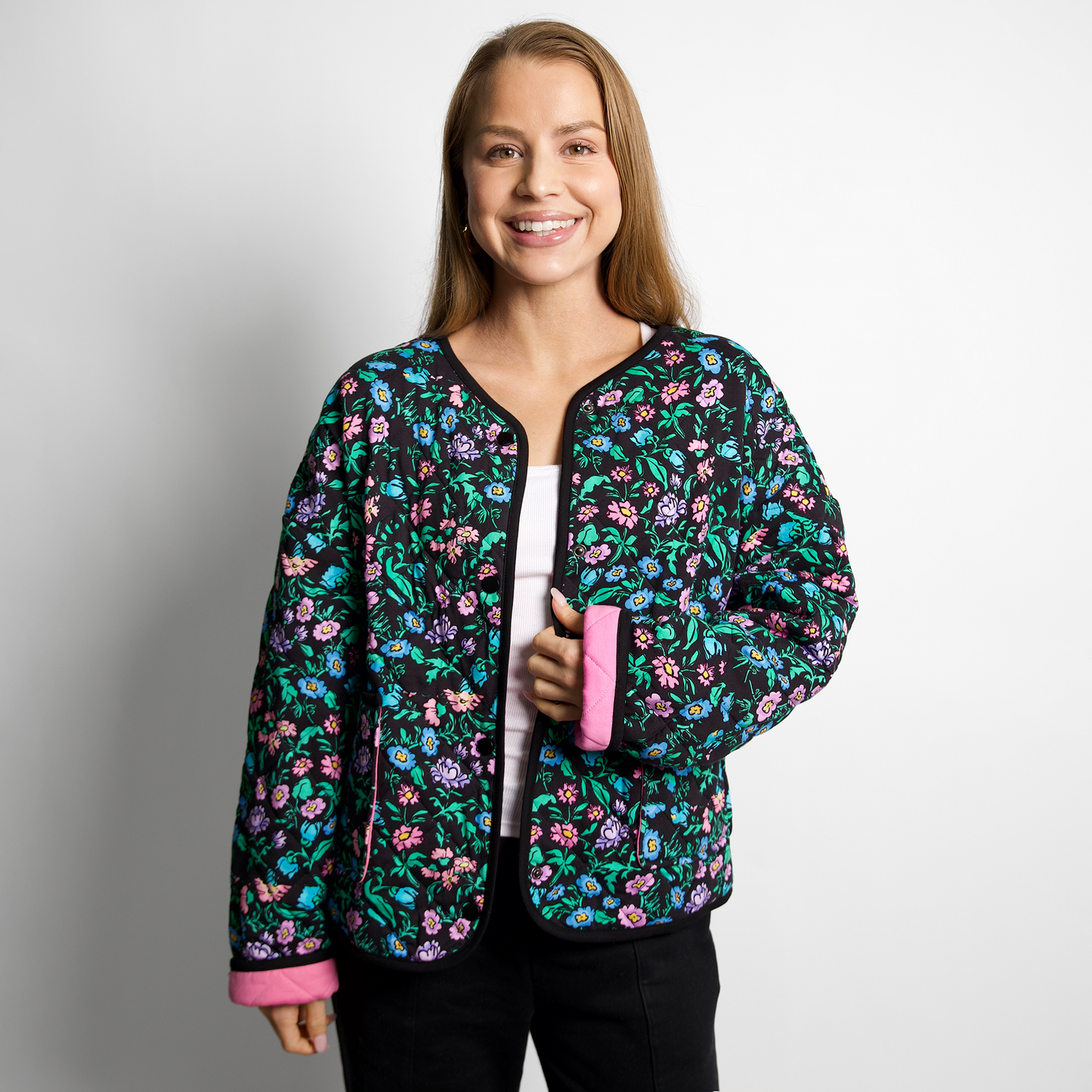 QUINN Midnight Bloom Quilted Jacket