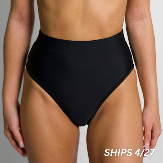 MOLLY Black Full Coverage High Rise Bikini Bottom
