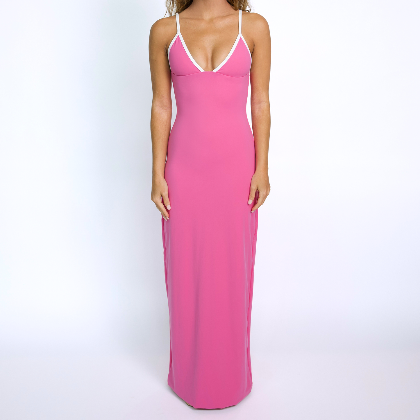LILY-MAXI Poppy Pink Triangle Maxi Dress