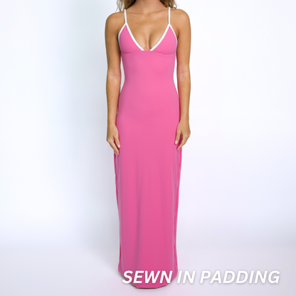 LILY-MAXI Poppy Pink Triangle Maxi Dress