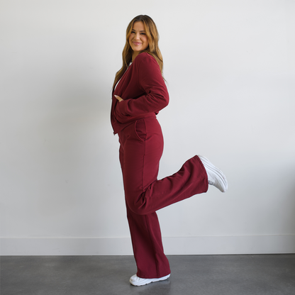 PRESLEY Maroon Fleece Bomber Jacket