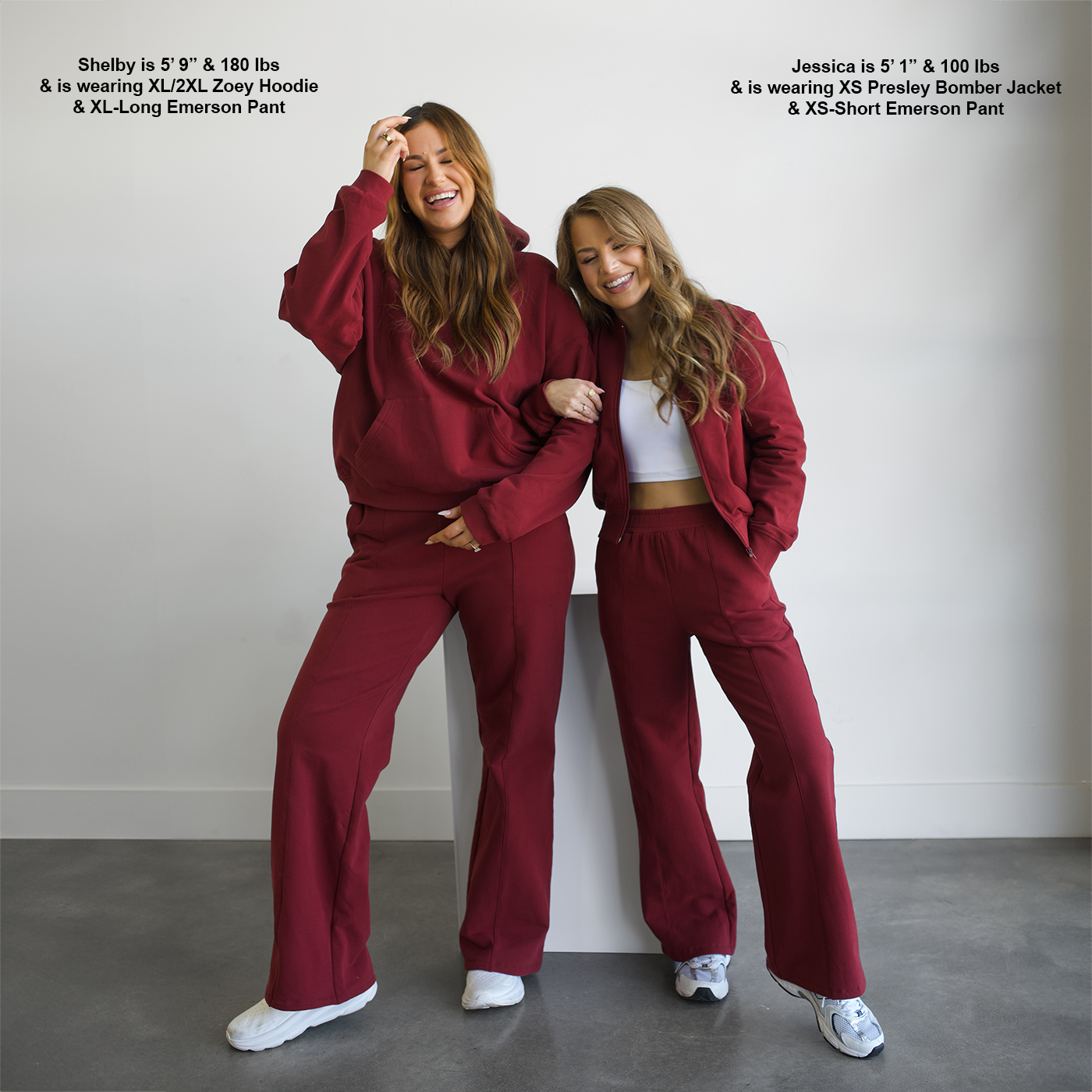EMERSON Maroon Fleece Wide Leg Pant - LONG