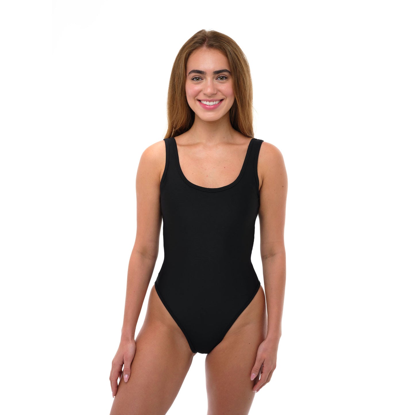 PIPER Black 80s Cut High Leg One Piece