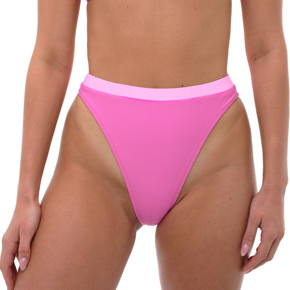 RYAN Poppy Pink 80s Cut High Rise Bikini Bottom