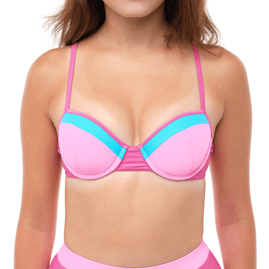 SADIE Poppy Pink Underwire Bikini Top - Tri-Tone